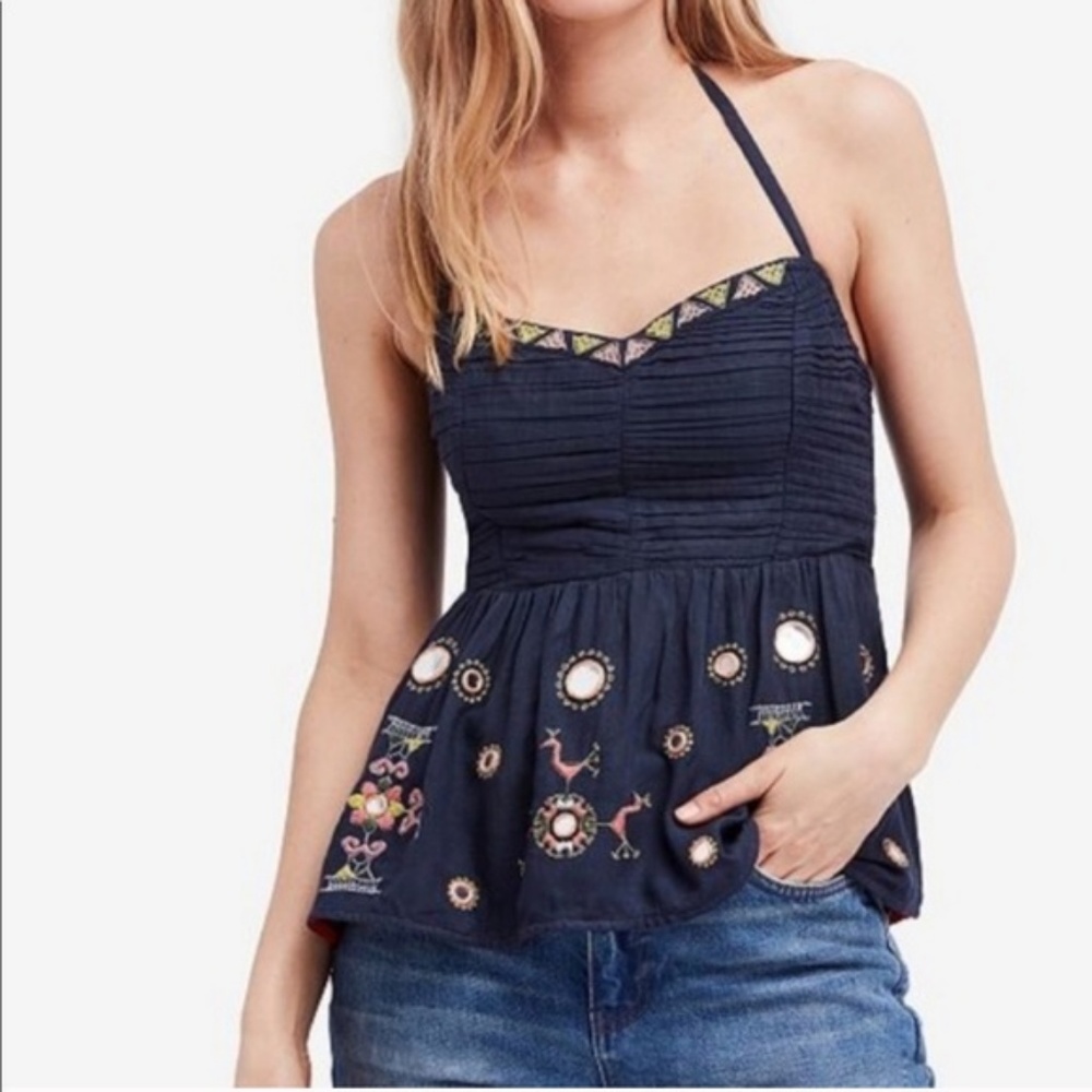 Free People Embroidered Mirror Bead Top $128 NWT S - Picture 4 of 4